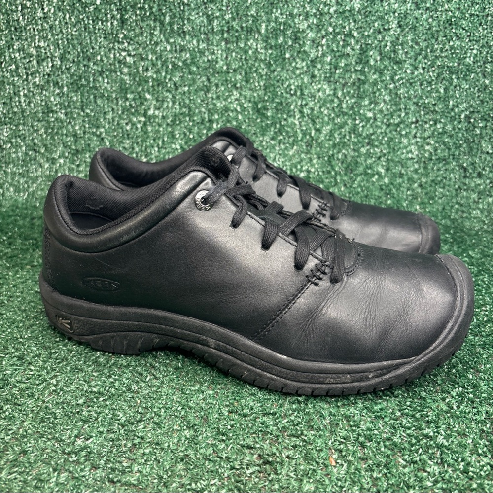 Keen Kanteen Womens Black Leather Lace Up Casual Utility Work Shoes Size 11 WIDE